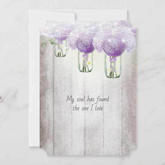 Romantic Radiant Orchid Mason Jar Firefly Wedding 招待状 (裏面)