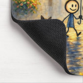 Romantic Rainy Street Couple Umbrella Mouse Pad マウスパッド (コーナー)