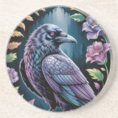 Romantic Raven & Wildflower – Gothic Home Decor コースター (正面)