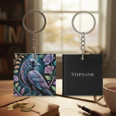 Romantic Raven & Wildflower – Gothic Nature Gift キーホルダー