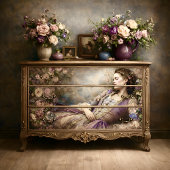 Romantic Reclining Woman Floral Portrait Decoupage 薄葉紙