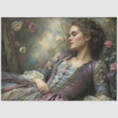 Romantic Reclining Woman Floral Portrait Decoupage 薄葉紙 (正面)