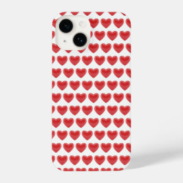 Romantic Red 3D Heart Pattern Classic Valentine's iPhone 14ケース
