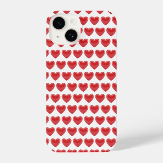 Romantic Red 3D Heart Pattern Classic Valentine's iPhoneケース (裏面)