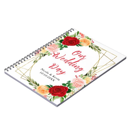 Romantic Red and Orange Roses ノートブック (左側)