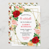 Romantic Red and Orange Roses 招待状 (正面/裏面)