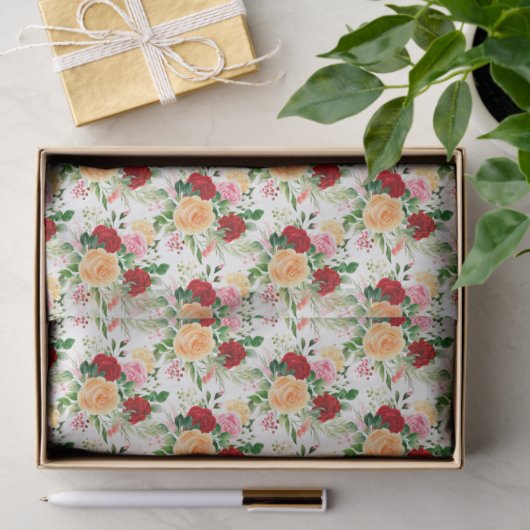 Romantic Red and Orange Roses  薄葉紙 (ギフト)