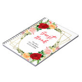 Romantic Red and Orange Roses Birthday Guest Book ノートブック (左側)