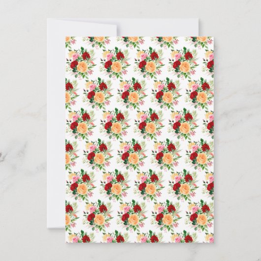 Romantic Red and Orange Roses Wedding サンキューカード (裏面)