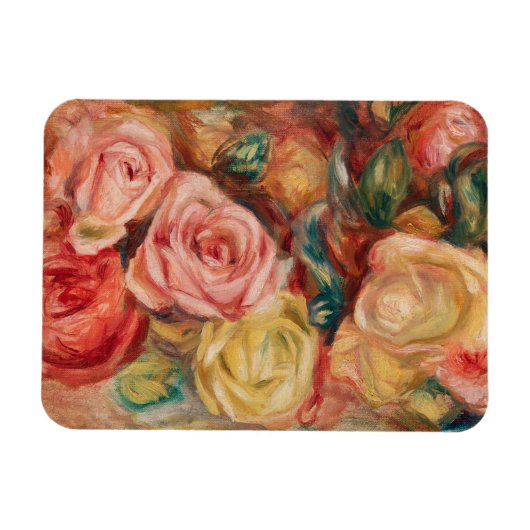 Romantic red and pink roses Pierre Auguste Renoir マグネット (横)