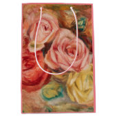 Romantic red and pink roses Pierre Auguste Renoir ミディアムペーパーバッグ (正面)