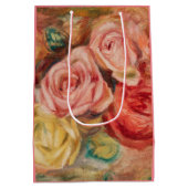 Romantic red and pink roses Pierre Auguste Renoir ミディアムペーパーバッグ (裏面)