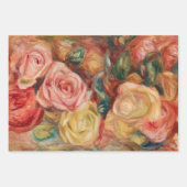 Romantic red and pink roses Pierre Auguste Renoir ラッピングペーパーシート (正面2)