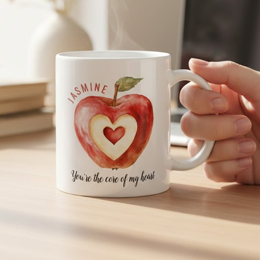 Romantic Red Apple Heart Valentine's Day コーヒーマグカップ