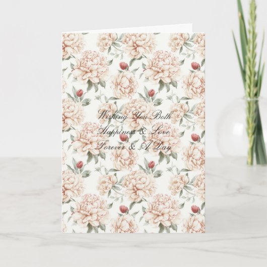 Romantic Red Cream Floral Wedding カード (正面)