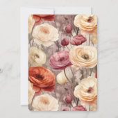 Romantic Red Cream Floral Wedding 招待状 (裏面)