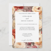 Romantic Red Cream Floral Wedding 招待状 (正面)