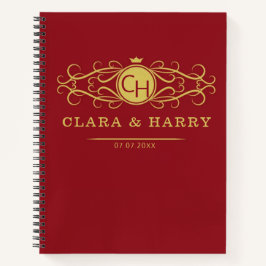 Romantic red gold elegant monogramme wedding  ノートブック