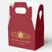 Romantic red gold elegant monogramme wedding  フェイバーボックス (オープン)