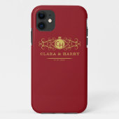 Romantic red gold elegant monogramme wedding  Case-Mate iPhoneケース (裏面)