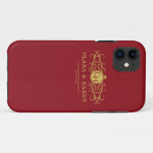 Romantic red gold elegant monogramme wedding  Case-Mate iPhoneケース (裏面(横))