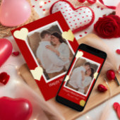 Romantic Red Gold Heart Photo Valentine 箔シーズンカード