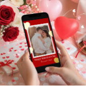 Romantic Red Gold Heart Photo Valentine 箔シーズンカード