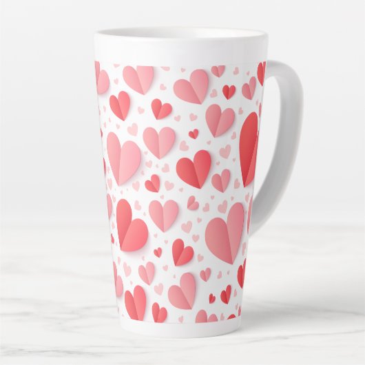 Romantic Red Heart Happy Valentine’s Day Love Gift カフェラテマグ (右アングル)