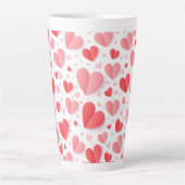 Romantic Red Heart Happy Valentine’s Day Love Gift カフェラテマグ (正面)