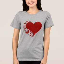 Romantic Red Heart with Butterflies GraphicT-Shirt トライブレンドＴシャツ