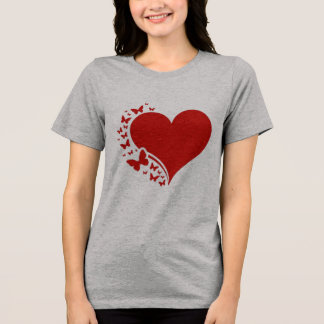 Romantic Red Heart with Butterflies GraphicT-Shirt トライブレンドＴシャツ