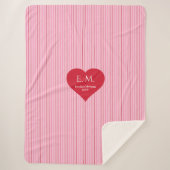 Romantic Red Hearts Gift for Wife Blanket シェルパブランケット (正面)