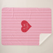 Romantic Red Hearts Gift for Wife Blanket シェルパブランケット (正面(横))