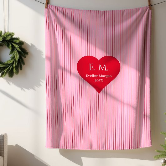 Romantic Red Hearts Gift for Wife Blanket シェルパブランケット