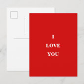 Romantic Red I Love You Valentine's Day Card ポストカード (正面/裏面)
