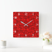 Romantic Red Love Hearts Texture Pattern-19909 スクエア壁時計 (ホーム)