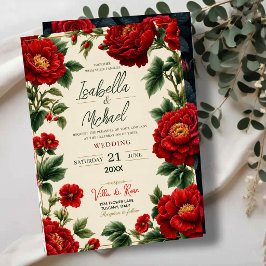 Romantic Red Peony Elegant Floral Luxury Botanical アクリル招待状