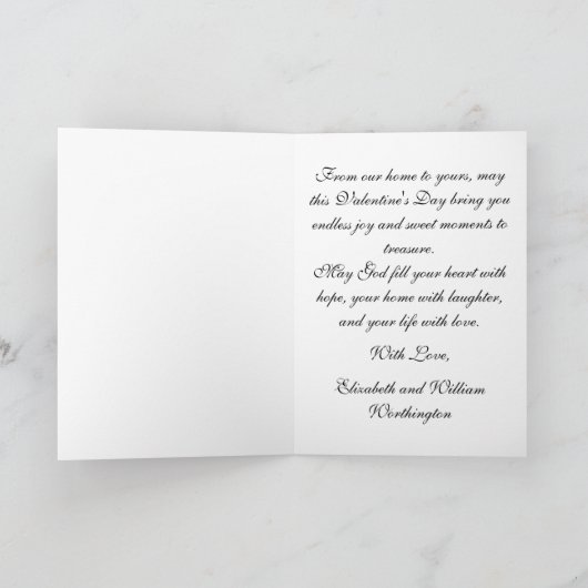 Romantic Red Pink Patchwork Ribbon Bow Drawing  カード (内部)