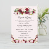 Romantic Red, Pink Roses Custom Wedding Invitation 招待状 (スタンド正面)