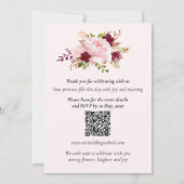 Romantic Red, Pink Roses Custom Wedding Invitation 招待状 (裏面)