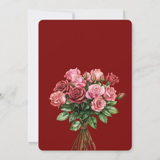 Romantic Red Pink Roses Floral Wedding 招待状 (裏面)