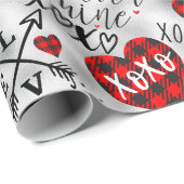 Romantic Red Plaid Valentine Design ラッピングペーパー (ロールコーナー)