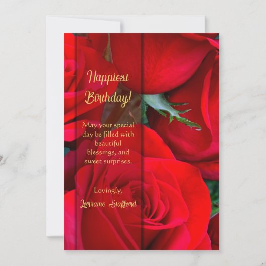 Romantic Red Rose Birthday Card サンキューカード (正面)