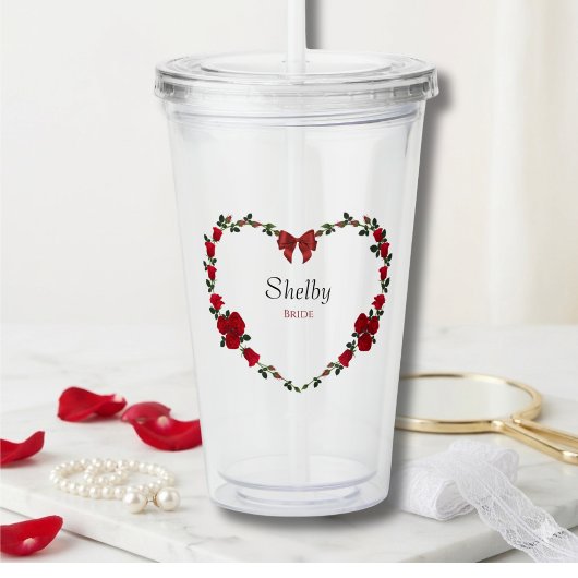 Romantic Red Rose Bride To Be Acrylic Tumbler アクリルタンブラー
