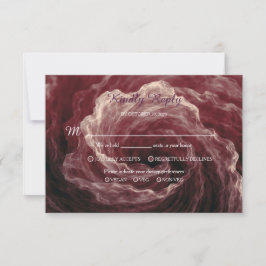 Romantic Red Rose Burgundy Response Card 出欠カード