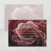 Romantic Red Rose Burgundy Response Card 出欠カード (正面/裏面)