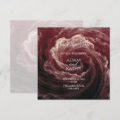 Romantic Red Rose Burgundy Save The Date Card セーブザデート (正面/裏面)