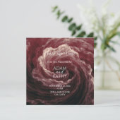 Romantic Red Rose Burgundy Save The Date Card セーブザデート (スタンド正面)