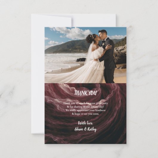 Romantic Red Rose Burgundy Thank You Card サンキューカード (正面)