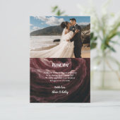 Romantic Red Rose Burgundy Thank You Card サンキューカード (スタンド正面)